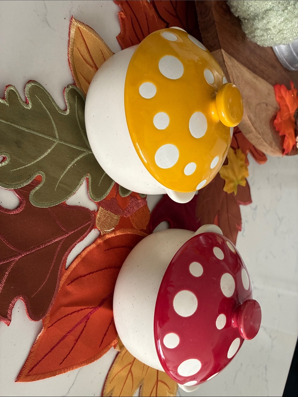 Cost Plus World Market Polka Dot Ceramic Jars in Yellow & Red